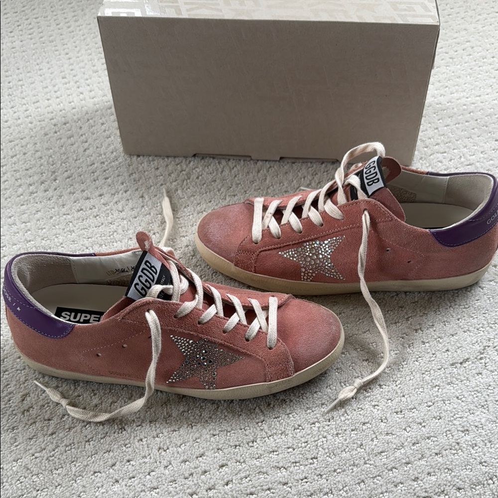 Golden Goose Pink and Purple Glitter Star Sneakers NWOT